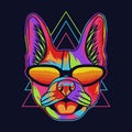 French bulldog colorful wearing a glasses vector illustration