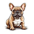 French Bulldog dog in cartoon style. Cute French Bulldog isolated on white background. Watercolor drawing, hand-drawn French Royalty Free Stock Photo