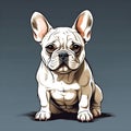 French Bulldog dog in cartoon style. Cute French Bulldog isolated on white background. Watercolor drawing, hand-drawn French Royalty Free Stock Photo