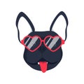 French bulldog dog head dog face illustration .Beautiful french bulldog puppy black fawn dog looks out the glasses.