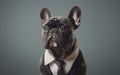 French bulldog dog wearing a business suite studio portrait