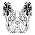 French bulldog head zentangle stylized