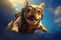 French bulldog parachutist - AI digital art