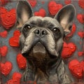 French bulldog portrait for valentine\'s day