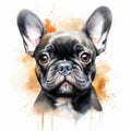 French Bulldog Portrait Watercolor Illustration On White Background Royalty Free Stock Photo