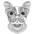 French bulldog puppy zentangle stylized for coloring book for adult, tattoo, T-shirt design and other decorations