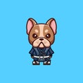 French Bulldog Samurai Cute Creative Kawaii Cartoon Mascot Logo