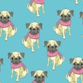 French bulldog seamless pattern dog Royalty Free Stock Photo