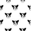 French bulldog seamless pattern, wrapping paper, fabrik print. Vector illustration. Hand drawn funny dogs