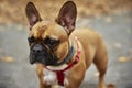 French bulldog walks in autumn park Royalty Free Stock Photo