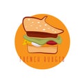 French burger concept with beret vector design template