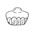 French cake brioche, vector hand drawing doodle illustration