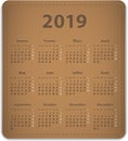 2019 French calendar on brown leather texture