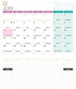 French Calendar - June 2019 Royalty Free Stock Photo