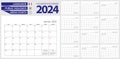 French calendar planner for 2024. French language, week starts from Monday