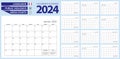 French calendar planner for 2024. French language, week starts from Sunday