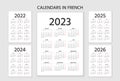 French Calendar 2023, 2024, 2025, 2026, 2022 years. Vector illustration. Template planner Royalty Free Stock Photo