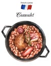 French cassoulet with white beans, duck leg, sausage and bacon Royalty Free Stock Photo