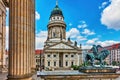 The French Cathedral in downtown Berlin at the historic square Gendarmenmarkt Royalty Free Stock Photo