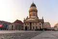 French Cathedral located at the Gendarmenmarkt at the Corona crisis - A lonely man Royalty Free Stock Photo