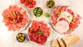 French charcuterie with salami, bacon, prosciutto ham Royalty Free Stock Photo