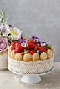 French charlotte cake with strawberries