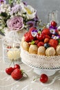 French charlotte cake with summer fruits Royalty Free Stock Photo