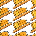 French cheese and baguette seamless pattern France cuisine