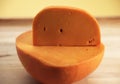French Cheese called Mimolette, Cheese made with Cow`s Milk Royalty Free Stock Photo