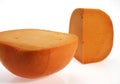 French Cheese called Mimolette, Cheese made from Cow`s Milk Royalty Free Stock Photo