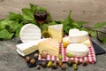 French cheeses with a glass of red wine Royalty Free Stock Photo