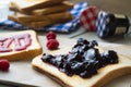 French cinnamon toast with blueberries, raspberries, maple syrup. morning breakfast Royalty Free Stock Photo