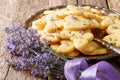 French classic dessert lavender shortbread cookie close-up on a Royalty Free Stock Photo