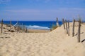 French coast access with sand beach waves entrance to ocean atlantic sea Royalty Free Stock Photo