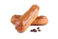 French coffee eclair pastry Royalty Free Stock Photo