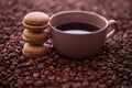 French coffee macaroons and coffee beans