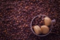 French coffee macaroons and coffee beans