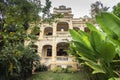 french colonial mansion building exterior in chhlong near kratie in cambodia