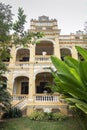 french colonial mansion building exterior in chhlong near kratie in cambodia