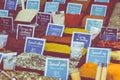 French colorful herb and spices at street market in the village in Provence, France