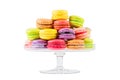 French colorful macarons in a glass cake stand Royalty Free Stock Photo