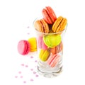 French colorful macarons in a glass Royalty Free Stock Photo