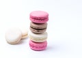 French Colorful Macarons Colorful Pastel Macarons on White Background Pink Brown White Macaron