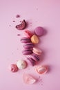 French cookies on pink background. Royalty Free Stock Photo