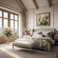 French country interior design of modern bedroom Royalty Free Stock Photo