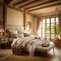 French country interior design of modern bedroom Royalty Free Stock Photo