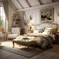 French country interior design of modern bedroom Royalty Free Stock Photo