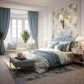 French country style interior design of modern bedroom