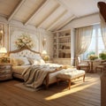 French country style interior design of modern bedroom