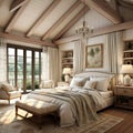 French country style interior design of modern bedroom